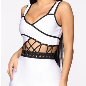 Fashion nova Black and white cage dress